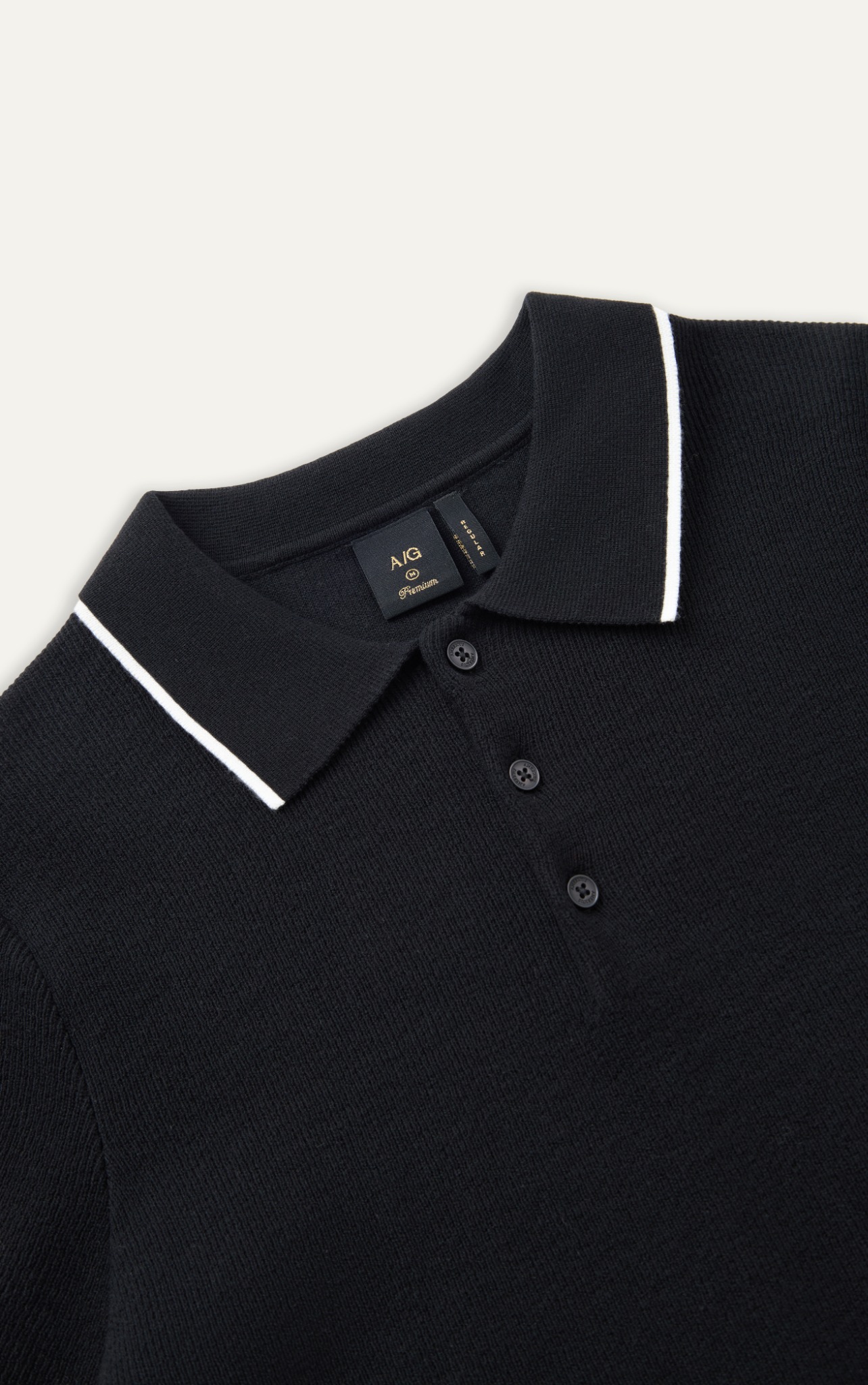 AG455 PREMIUM REGULAR FIT KNIT POLO - BLACK
