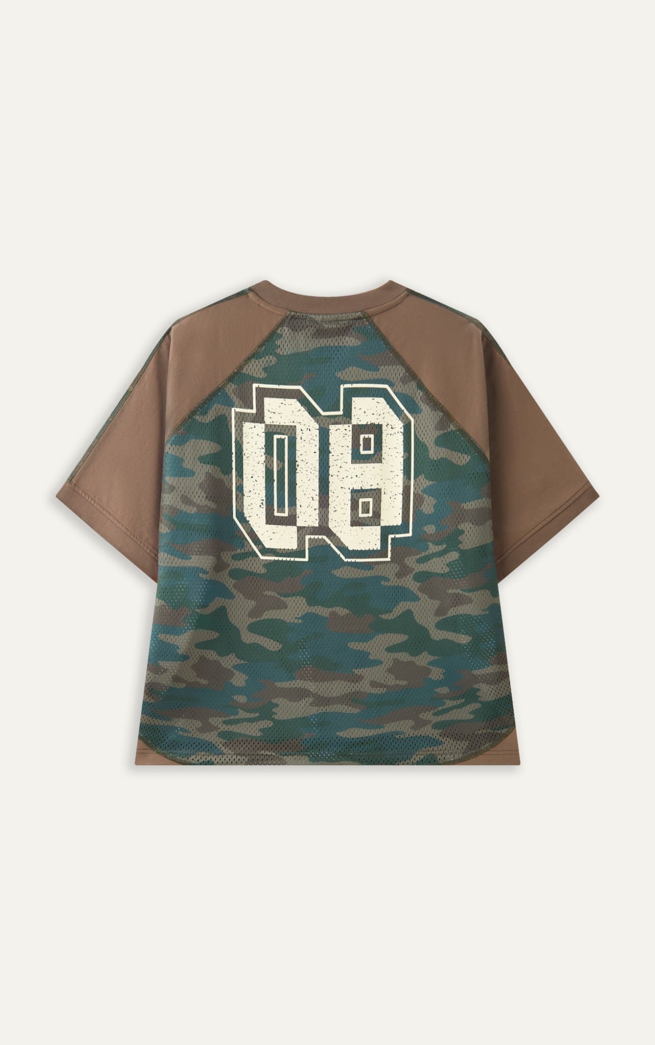 AGB1 LOOSE FIT CAMOUFLAGE BASEBALL T-SHIRT - BROWN