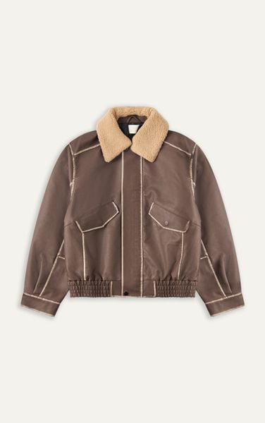  AG265 FAUX SUEDE LEATHER JACKET - BROWN