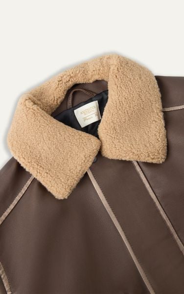  AG265 FAUX SUEDE LEATHER JACKET - BROWN 