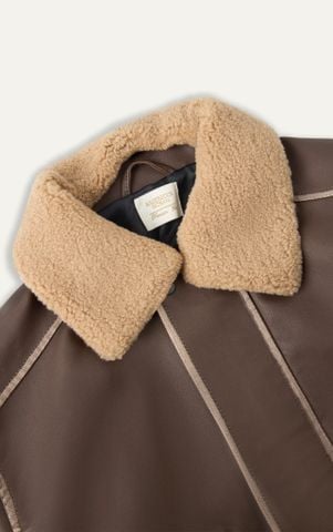 AG265 FAUX SUEDE LEATHER JACKET - BROWN