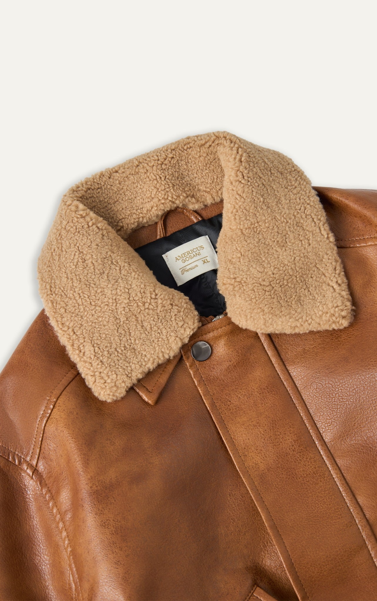 AG263 PREMIUM FAUX LEATHER JACKET - BROWN