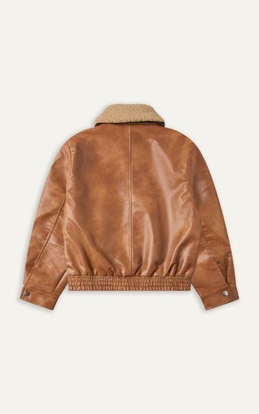  AG263 PREMIUM FAUX LEATHER JACKET - BROWN 
