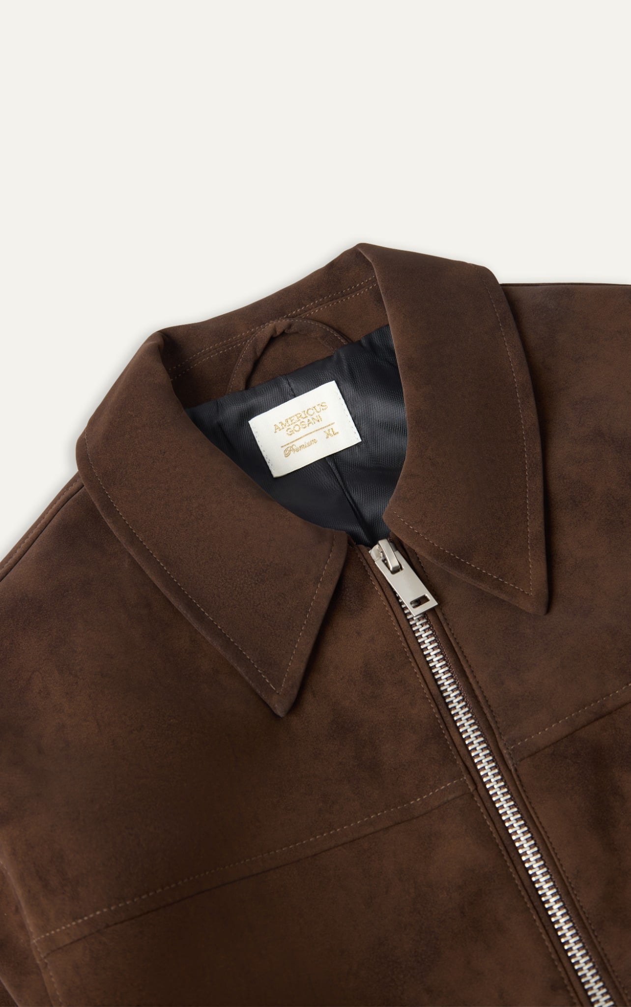 AG261 FAUX SUEDE LEATHER JACKET - DARK BROWN