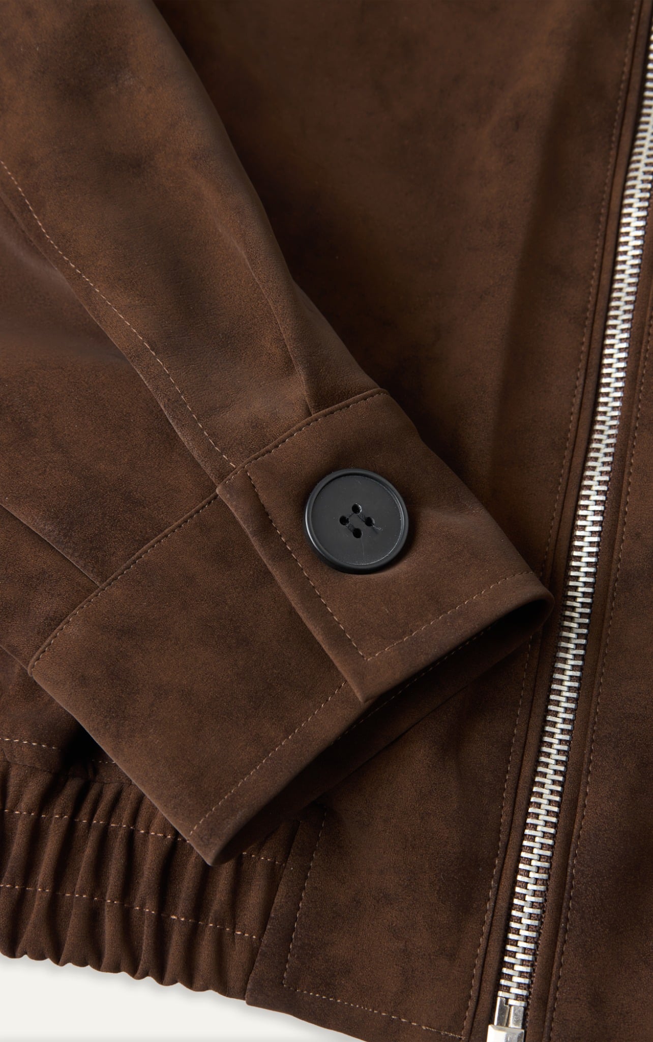 AG261 FAUX SUEDE LEATHER JACKET - DARK BROWN