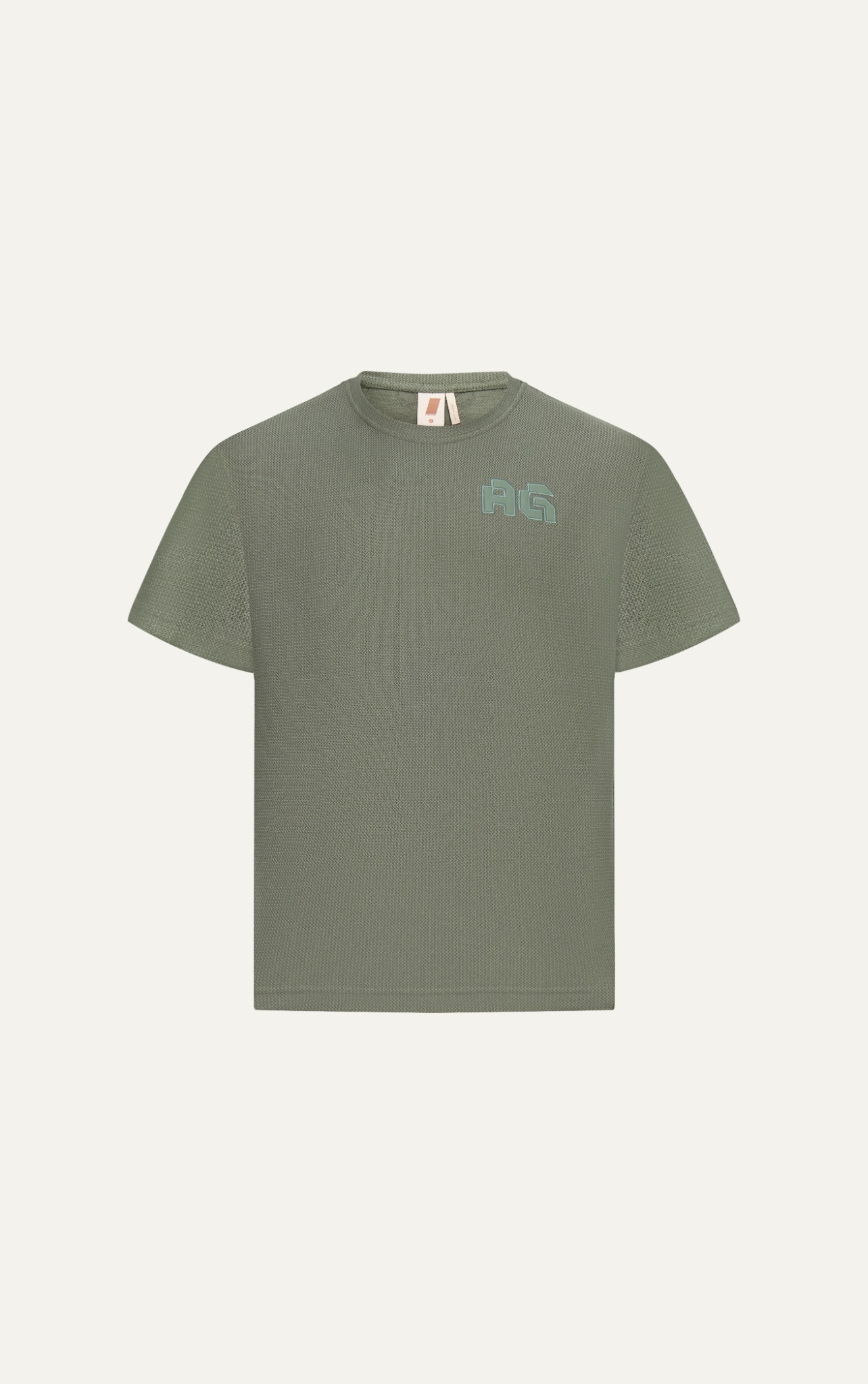 AG19 STUDIO LOOSE FIT DETAIL LOGO LEATHER T-SHIRT - GREEN