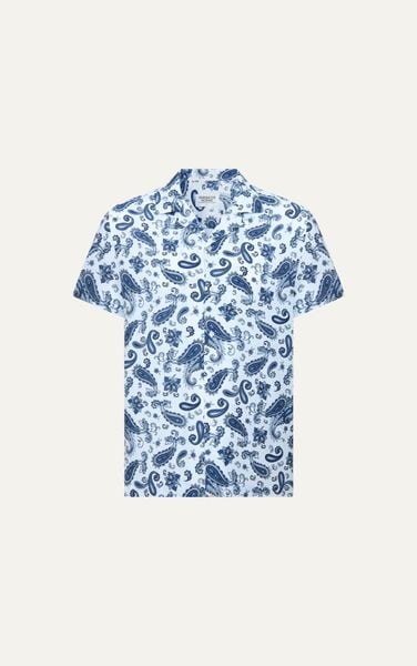  AG322 PREMIUM LOOSE FIT LINEN CUBAN SHIRT - LIGHT BLUE