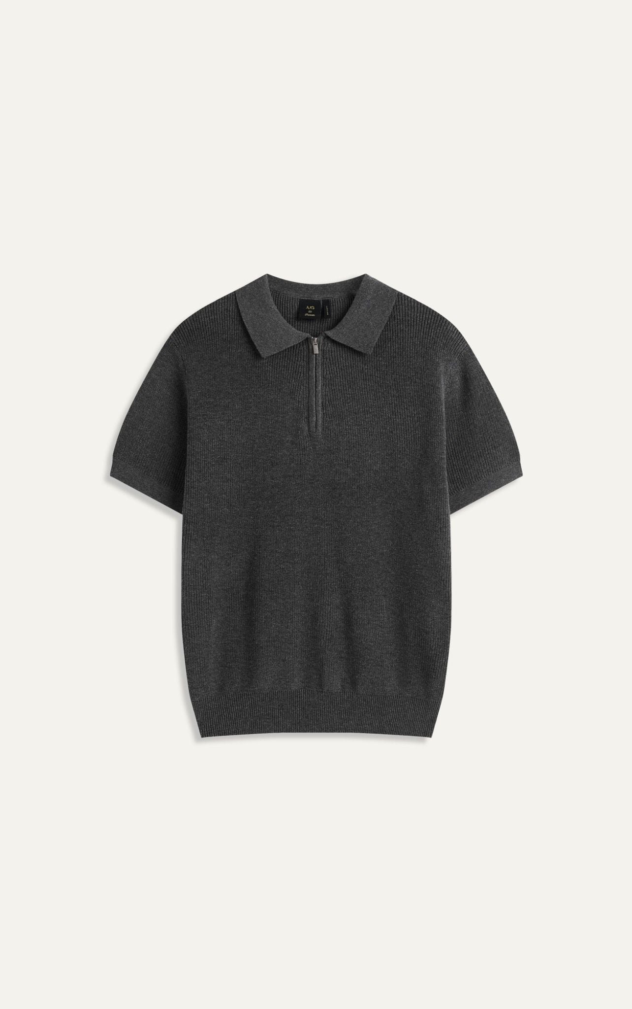  AG767 PREMIUM REGULAR FIT KNIT POLO - GREY 