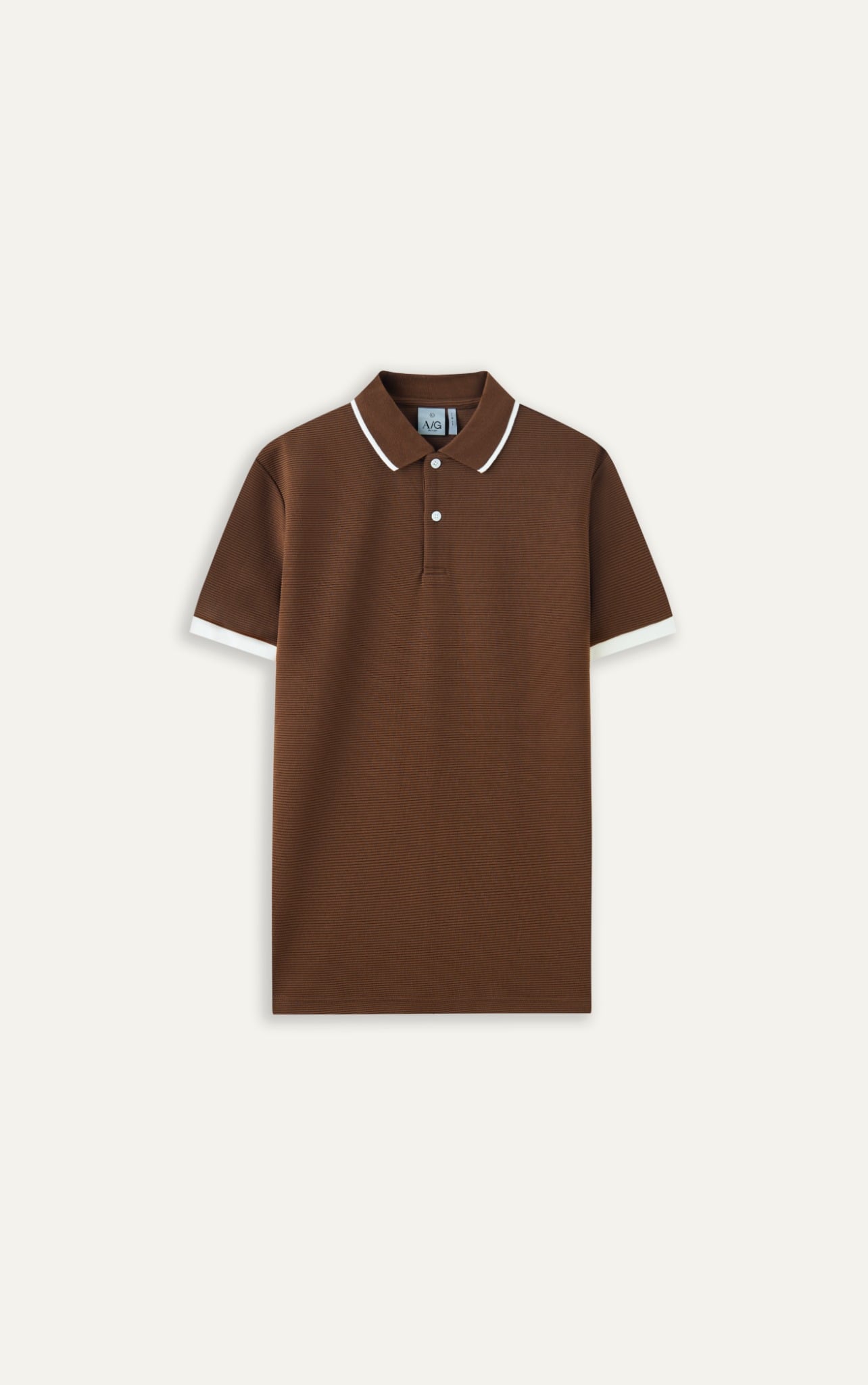 AG9003 FACTORY SLIMFIT POLO MIX NECK DETAIL - BROWN
