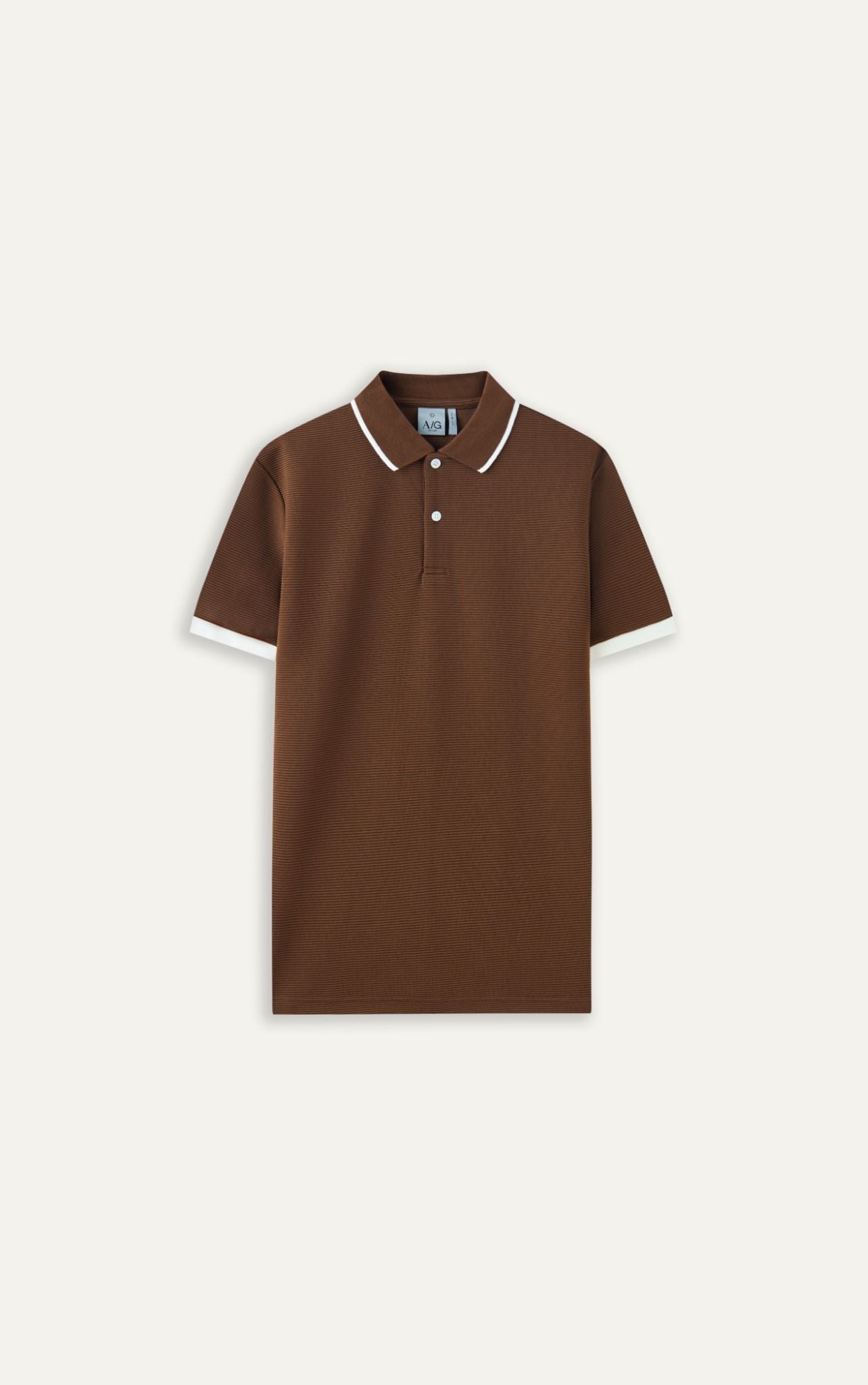  AG9003 FACTORY SLIMFIT POLO MIX NECK DETAIL - BROWN 