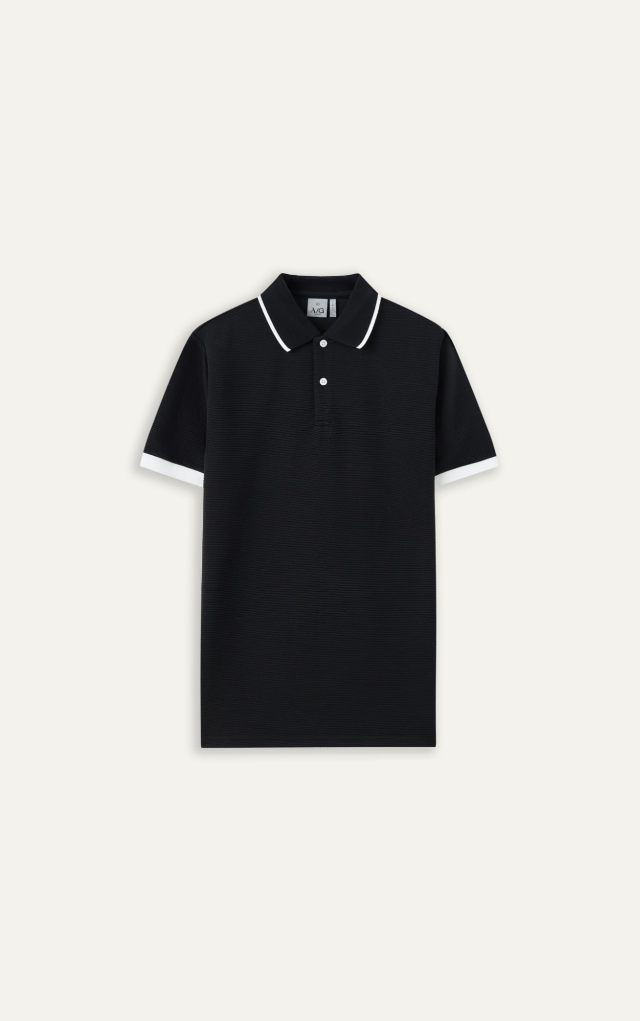 AG9003 FACTORY SLIMFIT POLO MIX NECK DETAIL - BLACK