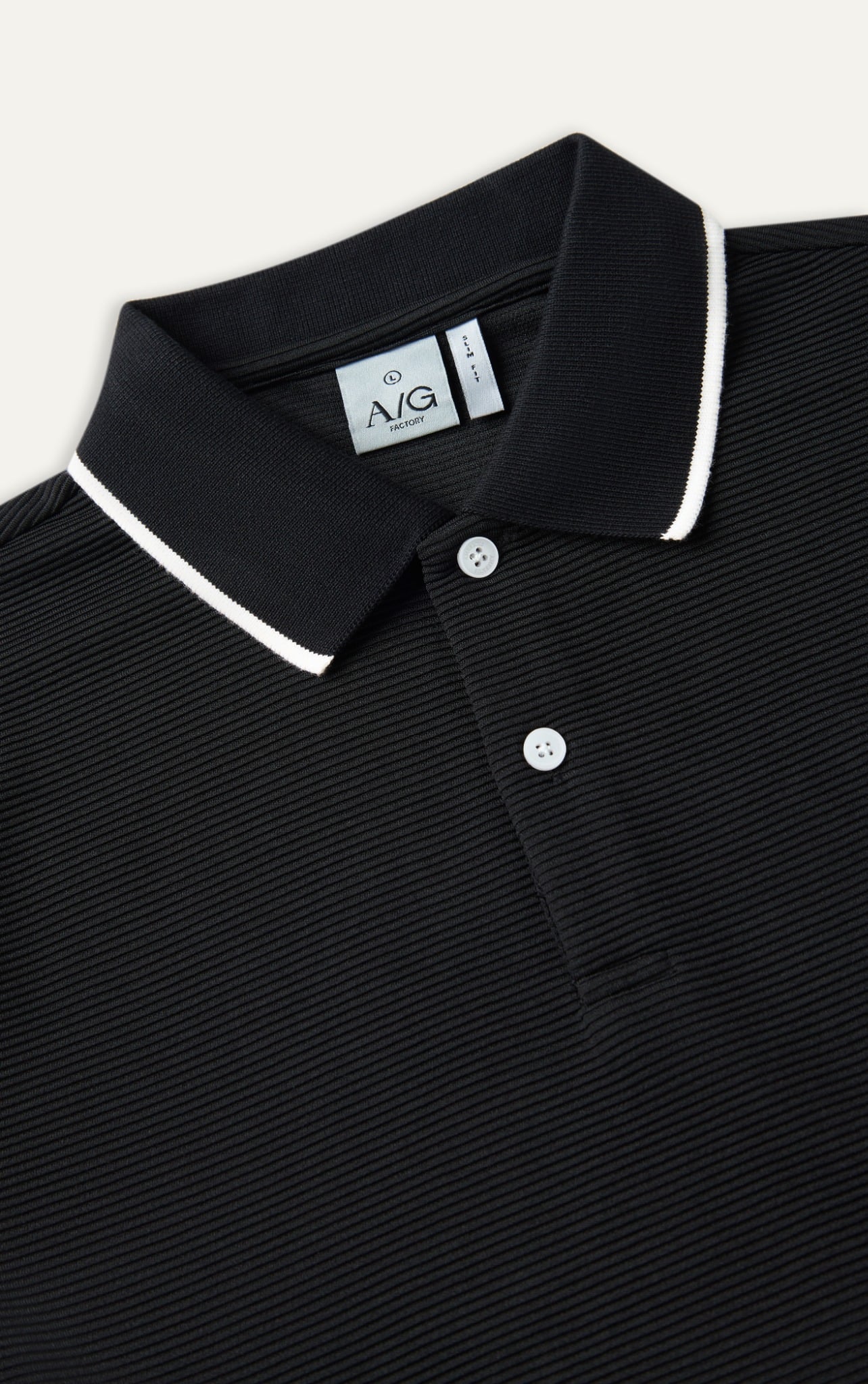 AG9003 FACTORY SLIMFIT POLO MIX NECK DETAIL - BLACK
