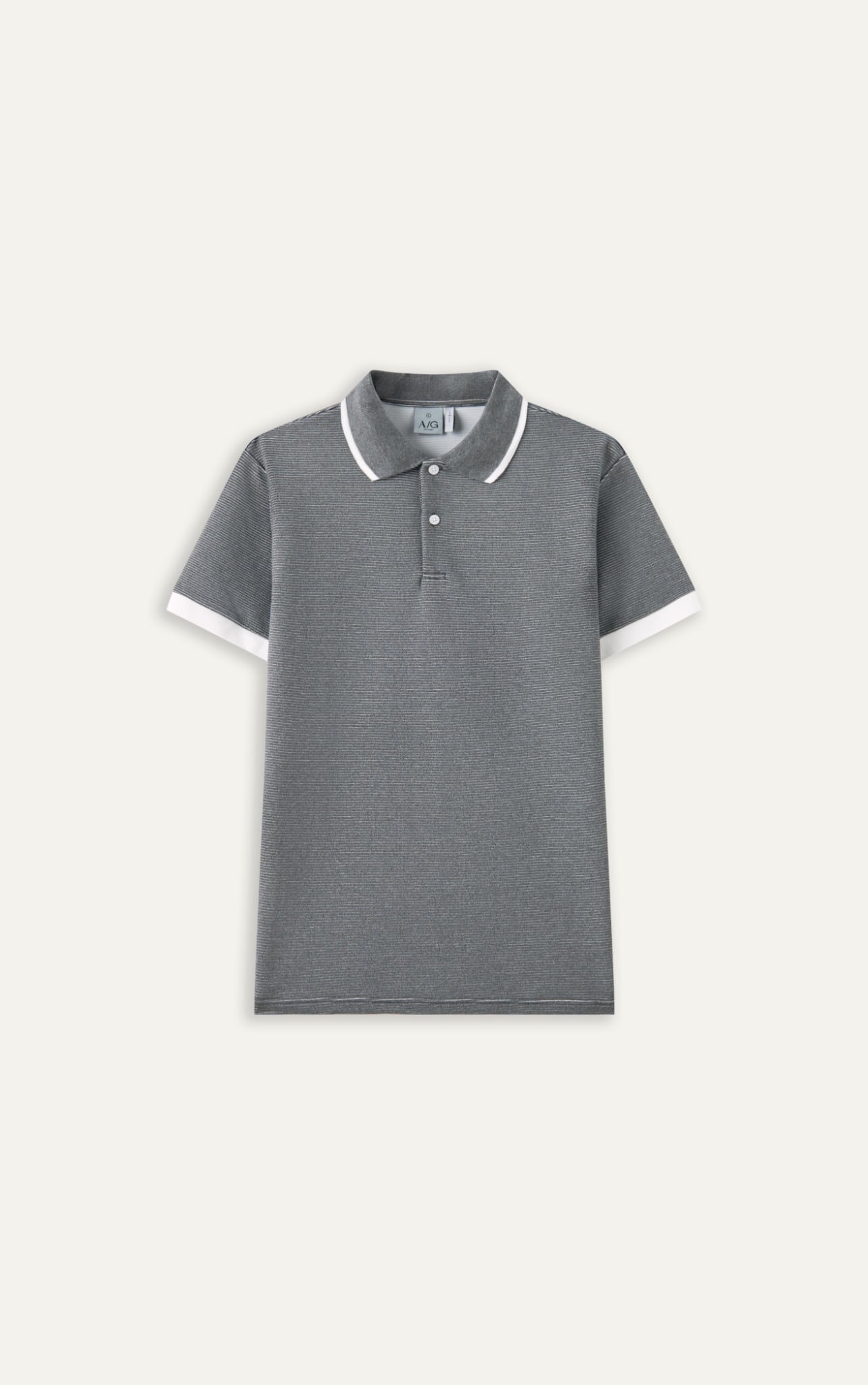 AG9003 FACTORY SLIMFIT POLO MIX NECK DETAIL - GREY