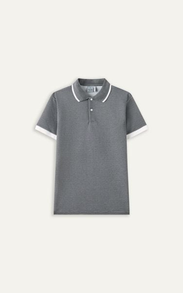  AG9003 FACTORY SLIMFIT POLO MIX NECK DETAIL - GREY
