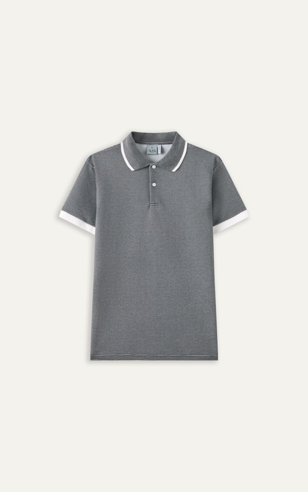  AG9003 FACTORY SLIMFIT POLO MIX NECK DETAIL - GREY 