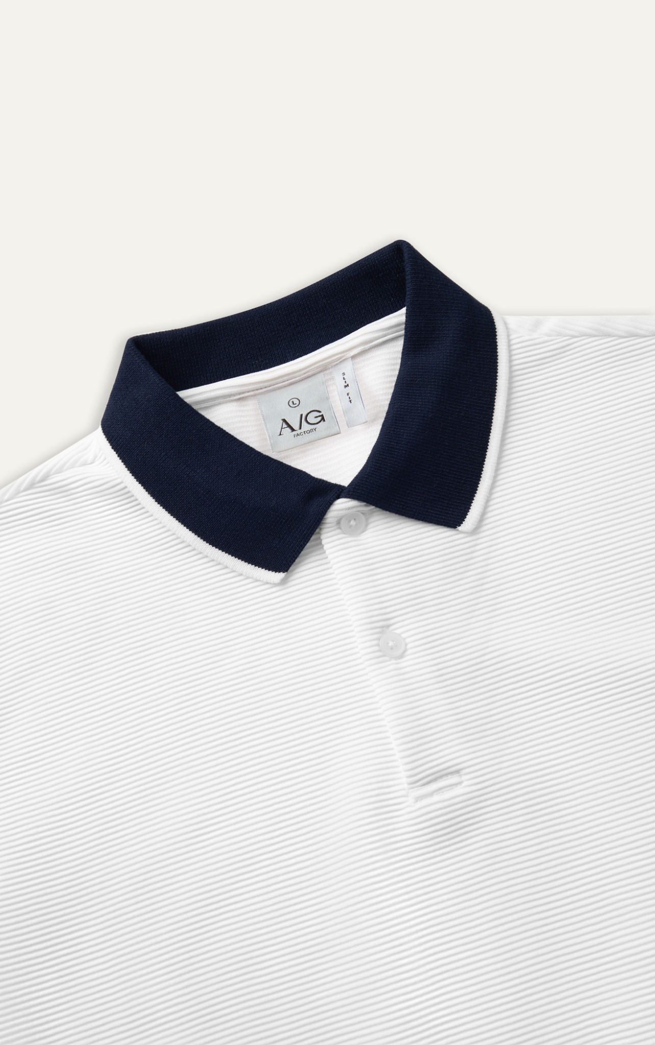 AG9004 FACTORY SLIMFIT POLO MIX NECK DETAIL - WHITE