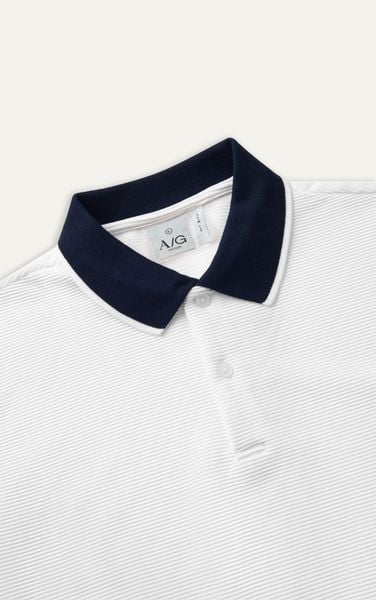  AG9004 FACTORY SLIMFIT POLO MIX NECK DETAIL - WHITE 