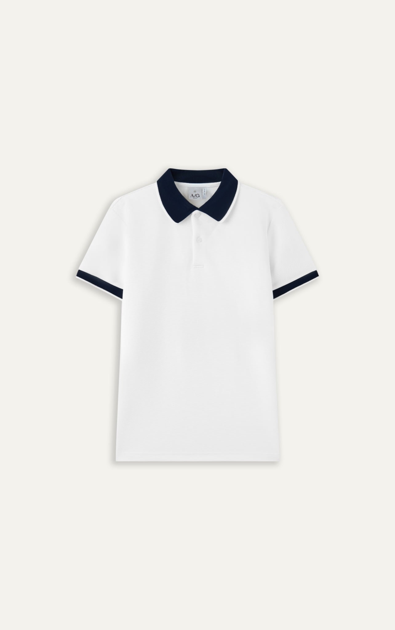AG9004 FACTORY SLIMFIT POLO MIX NECK DETAIL - WHITE