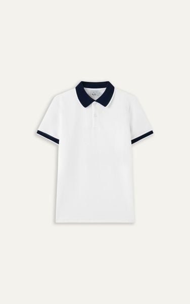  AG9004 FACTORY SLIMFIT POLO MIX NECK DETAIL - WHITE