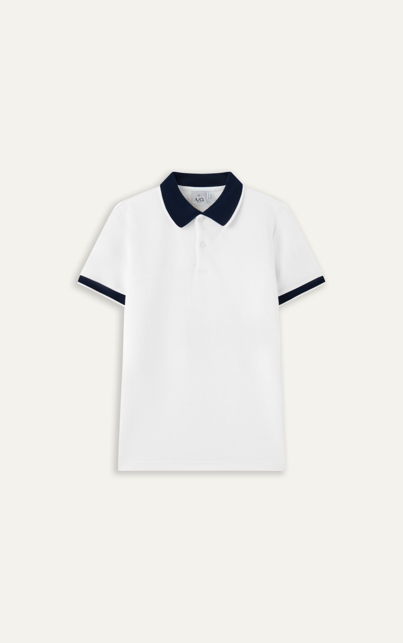  AG9004 FACTORY SLIMFIT POLO MIX NECK DETAIL - WHITE 