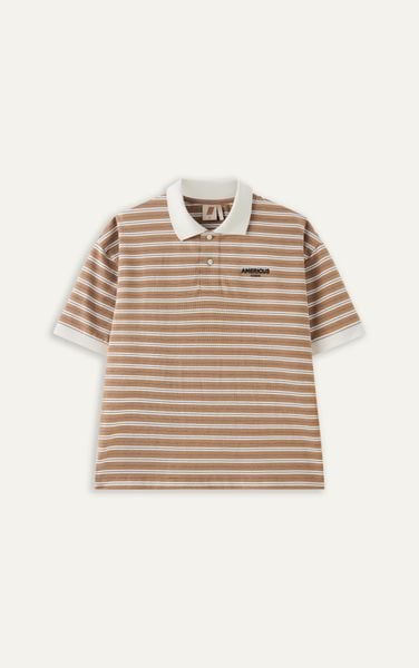  AGTT21 STUDIO DAILY STRIPE POLO - BROWN