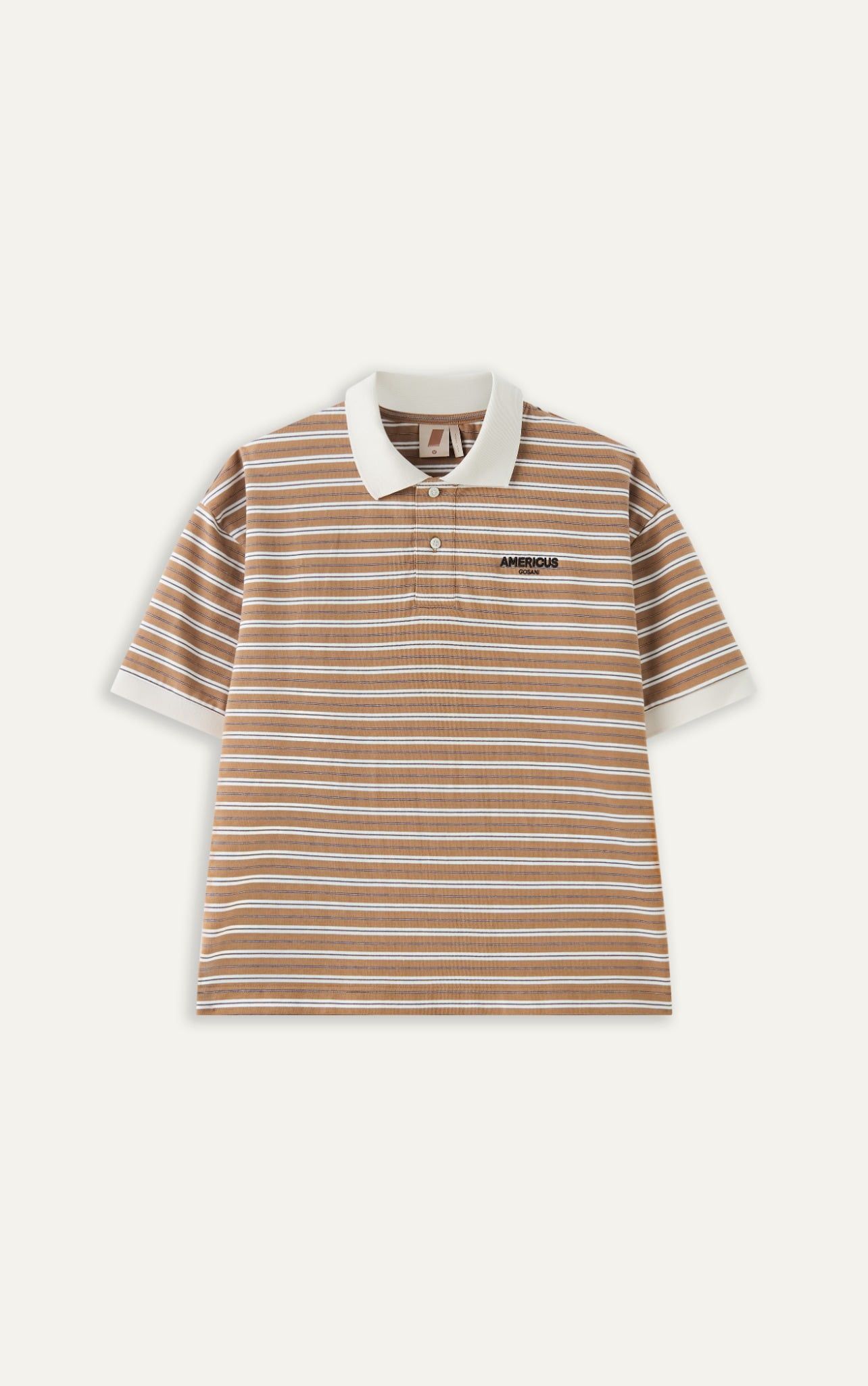  AGTT21 STUDIO DAILY STRIPE POLO - BROWN 