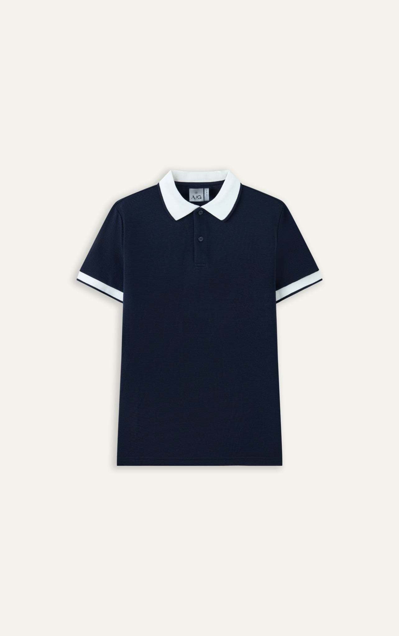 AG9004 FACTORY SLIMFIT POLO MIX NECK DETAIL - DARK BLUE