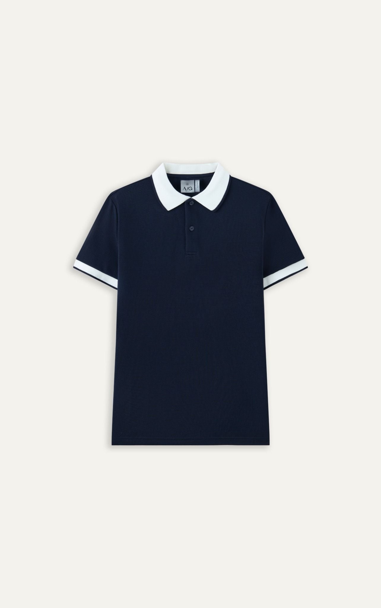  AG9004 FACTORY SLIMFIT POLO MIX NECK DETAIL - DARK BLUE 