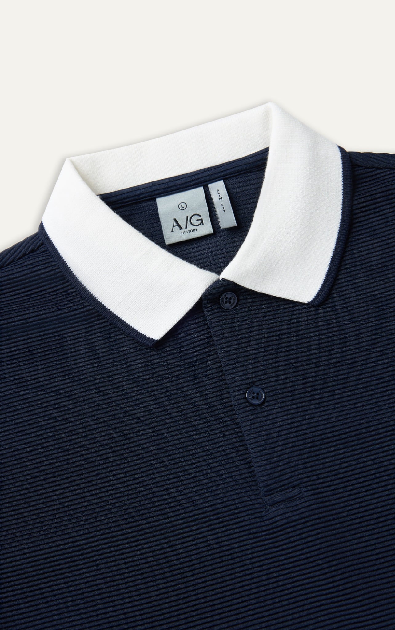 AG9004 FACTORY SLIMFIT POLO MIX NECK DETAIL - DARK BLUE