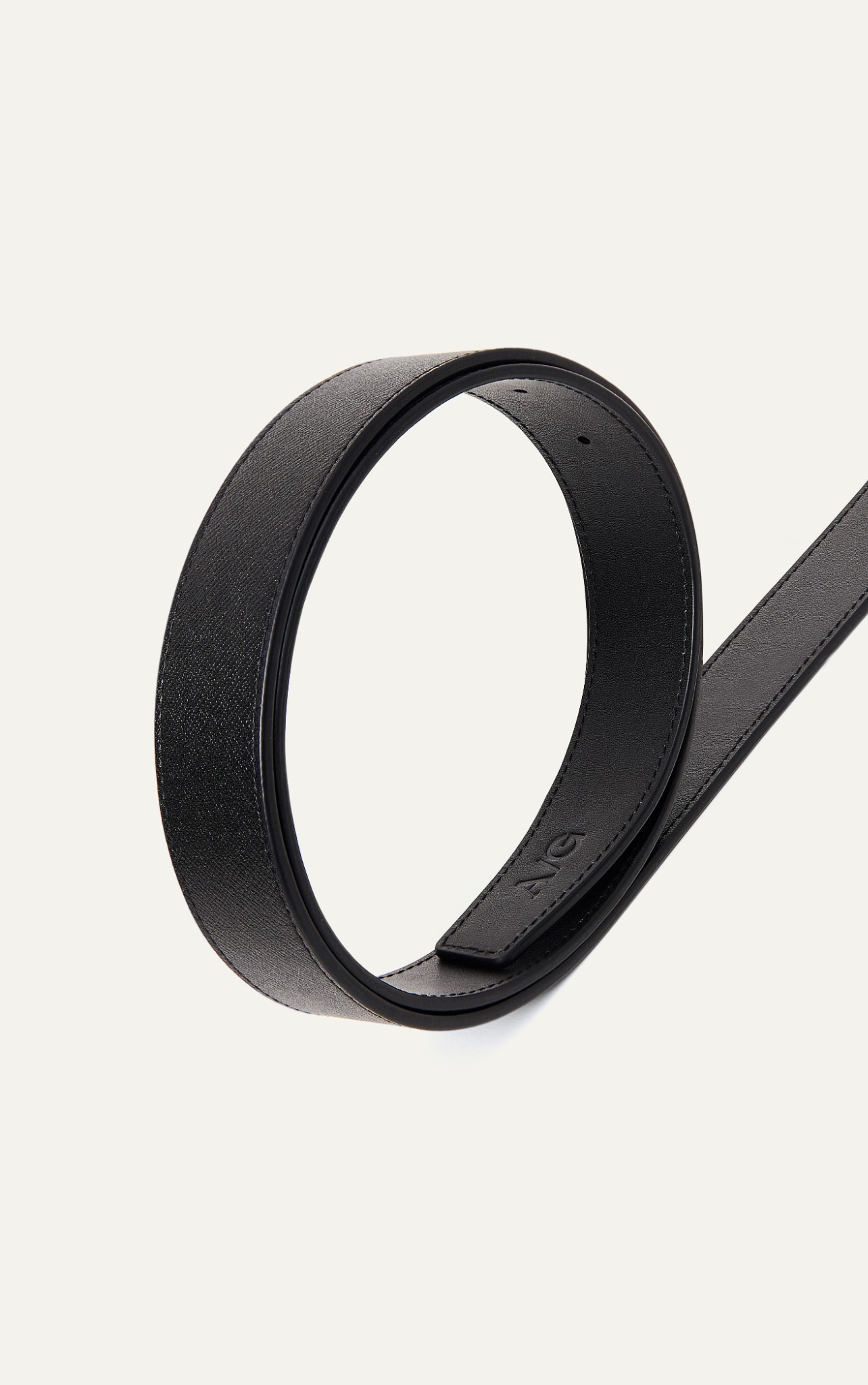 AG LEATHER BELT BLACK - SILVER SQUARE HEAD