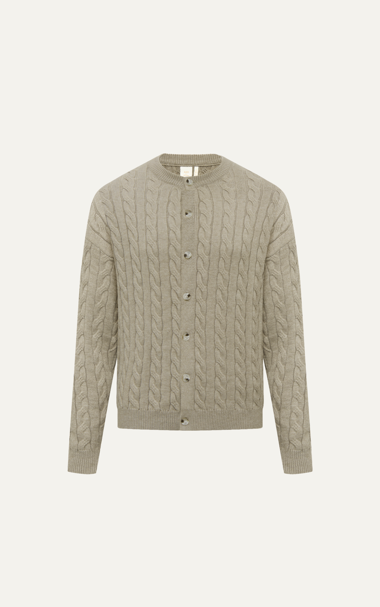 AG751 CABLE KINIT CREWKNECK CARDIGAN - BEIGE