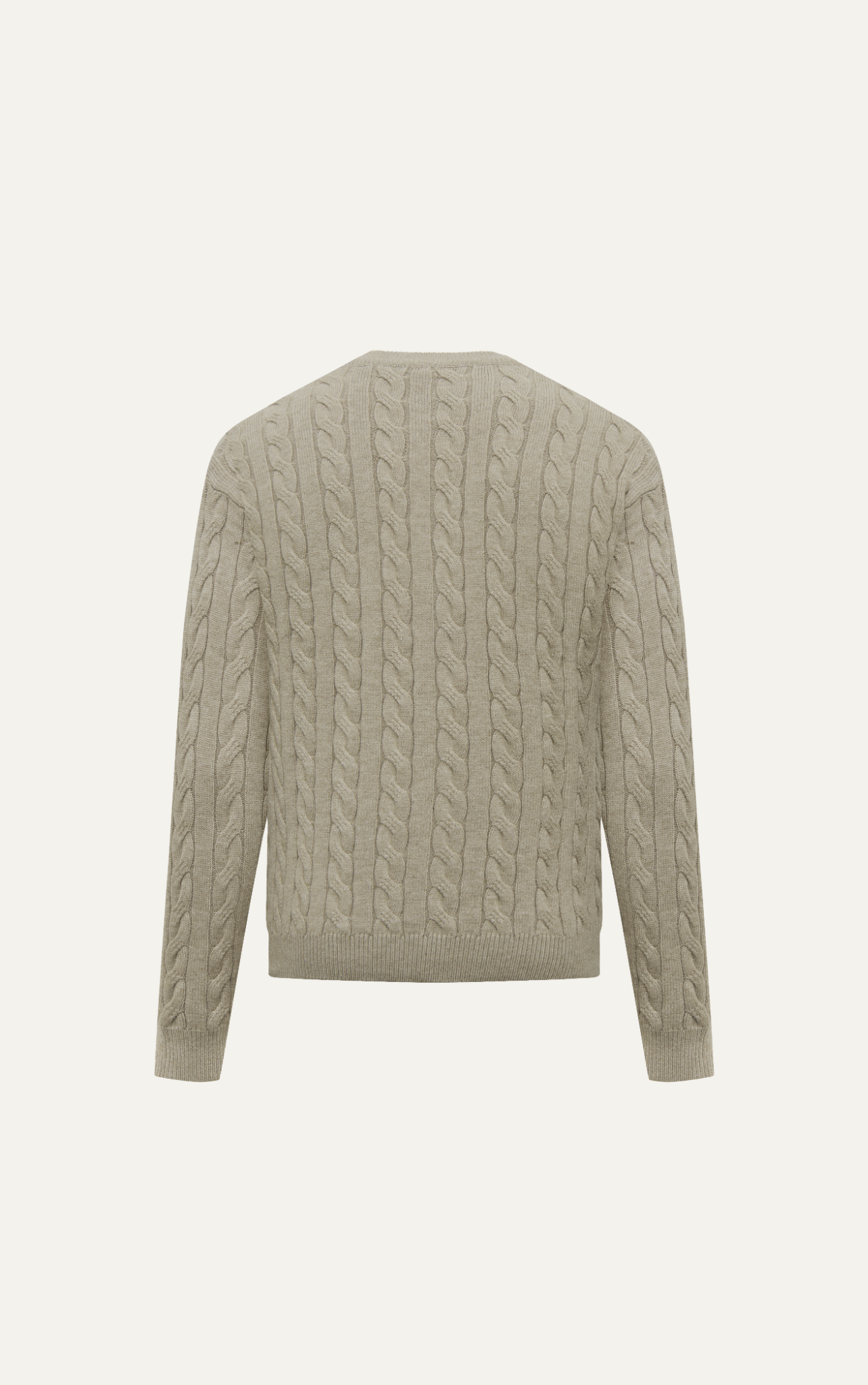 AG751 CABLE KINIT CREWKNECK CARDIGAN - BEIGE