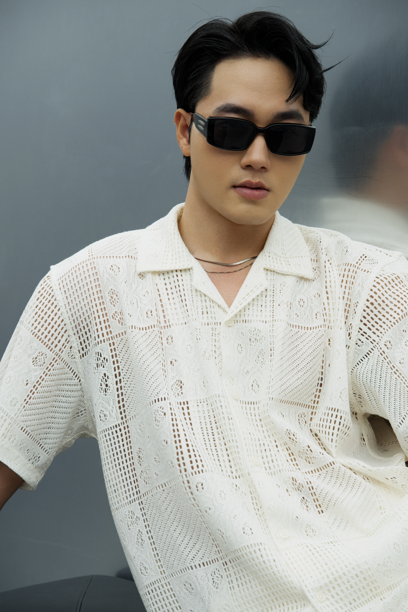 AG539 STUDIO LOOSE FIT CUBAN SHIRT - WHITE