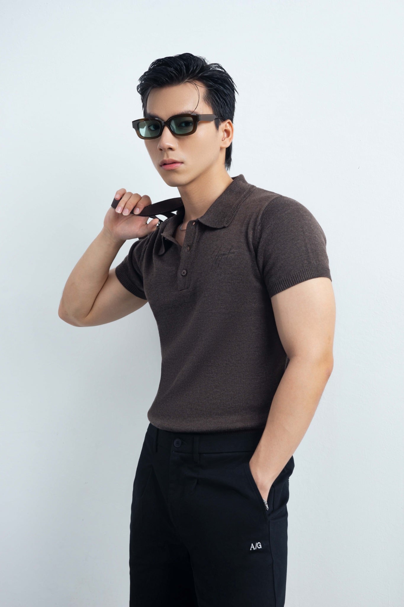 N456 CLASSIQUE KNIT POLO - BROWN