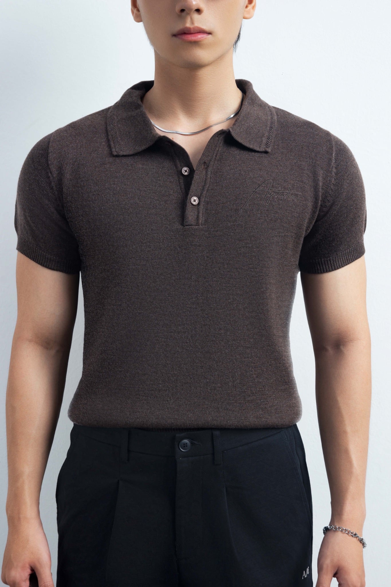 N456 CLASSIQUE KNIT POLO - BROWN