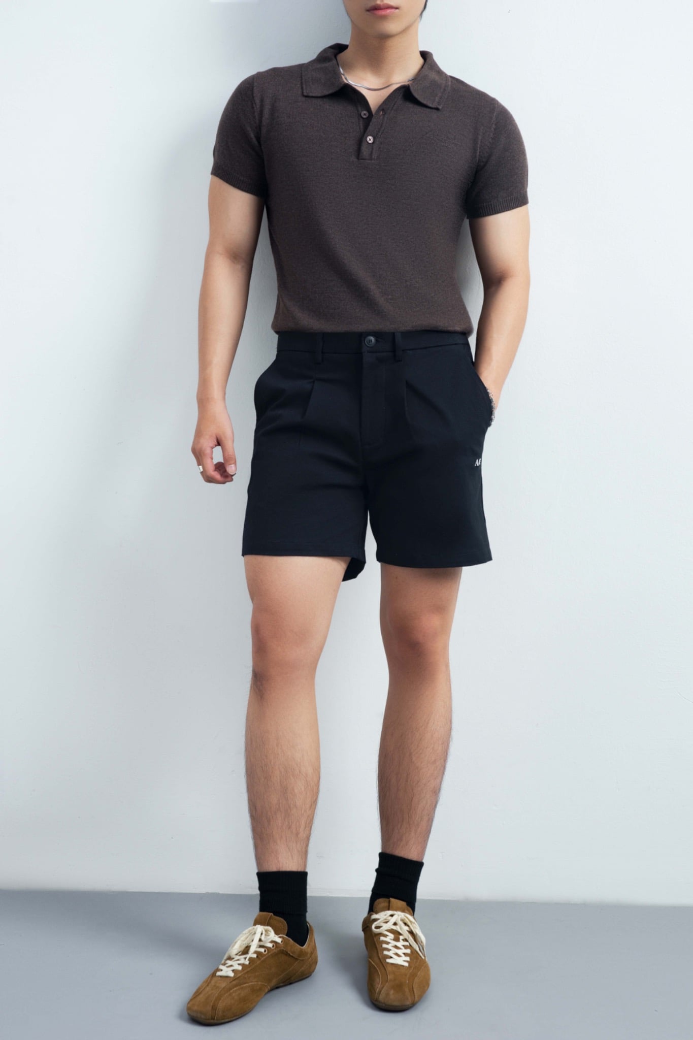 TT14 A/G SLIM FIT KHAKI SHORTS - BLACK