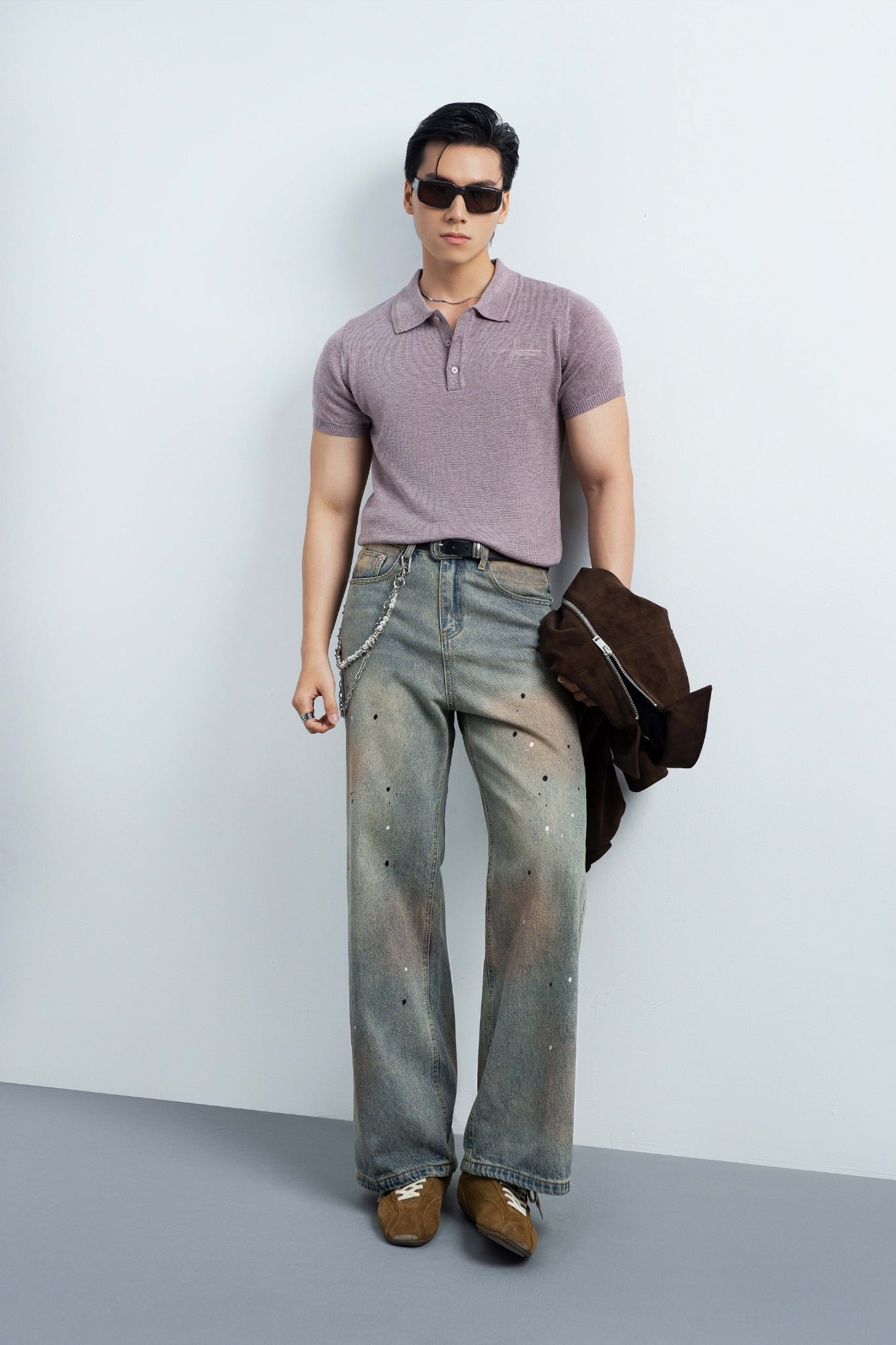 N456 CLASSIQUE KNIT POLO - DUSKY PINK