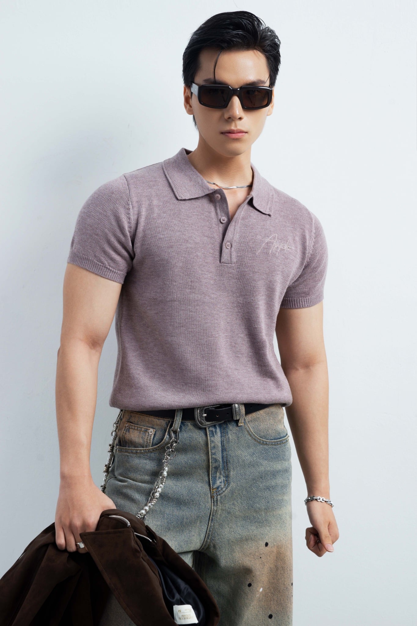 N456 CLASSIQUE KNIT POLO - DUSKY PINK