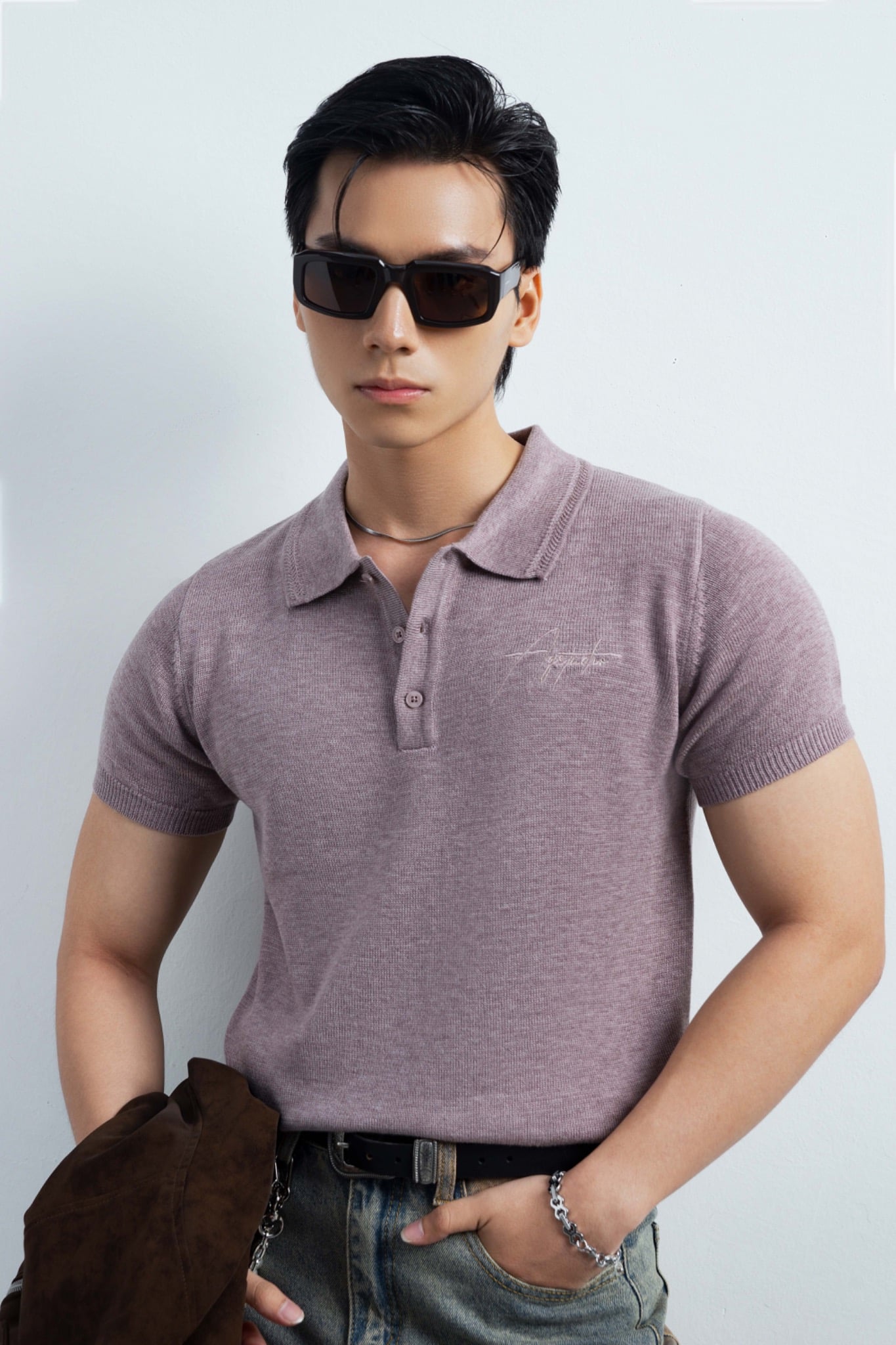 N456 CLASSIQUE KNIT POLO - DUSKY PINK