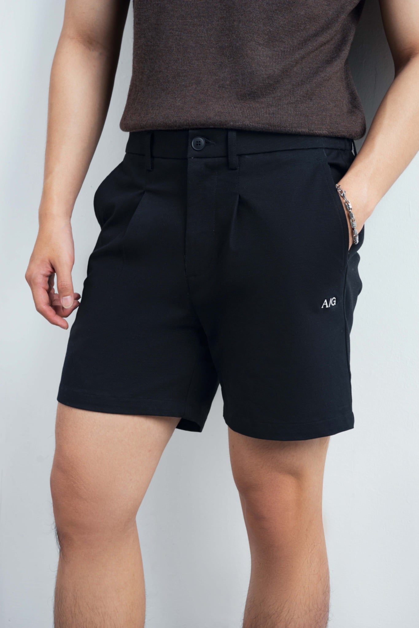 TT14 A/G SLIM FIT KHAKI SHORTS - BLACK