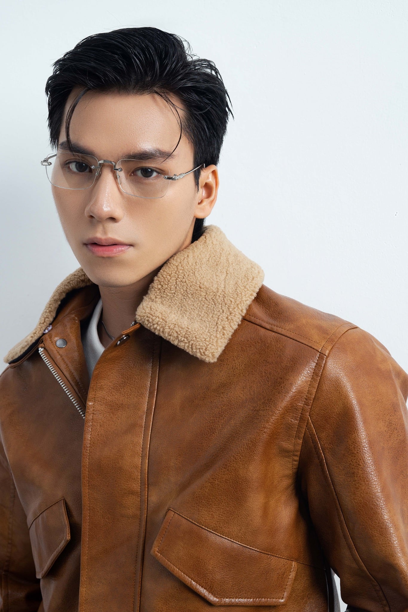 AG263 PREMIUM FAUX LEATHER JACKET - BROWN