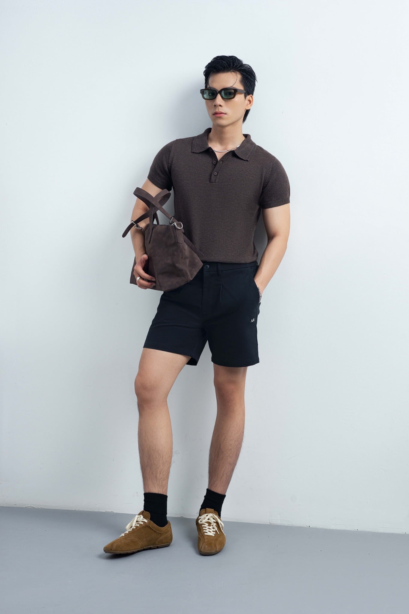 N456 CLASSIQUE KNIT POLO - BROWN