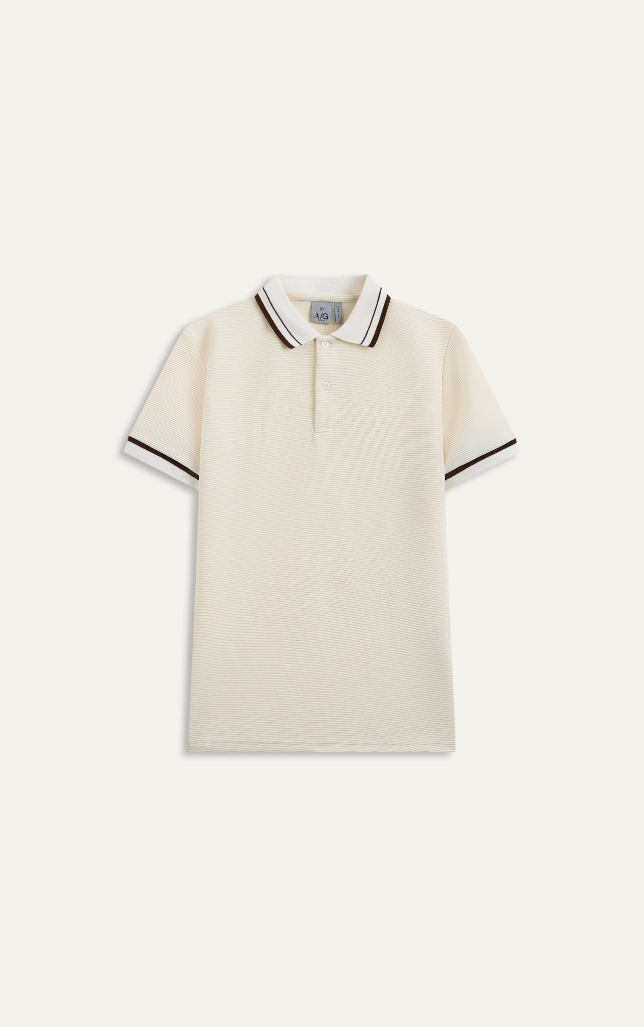 AG9007 FACTORY SLIM FIT POLO WITH CONTRAST TIPPING - OFF WHITE