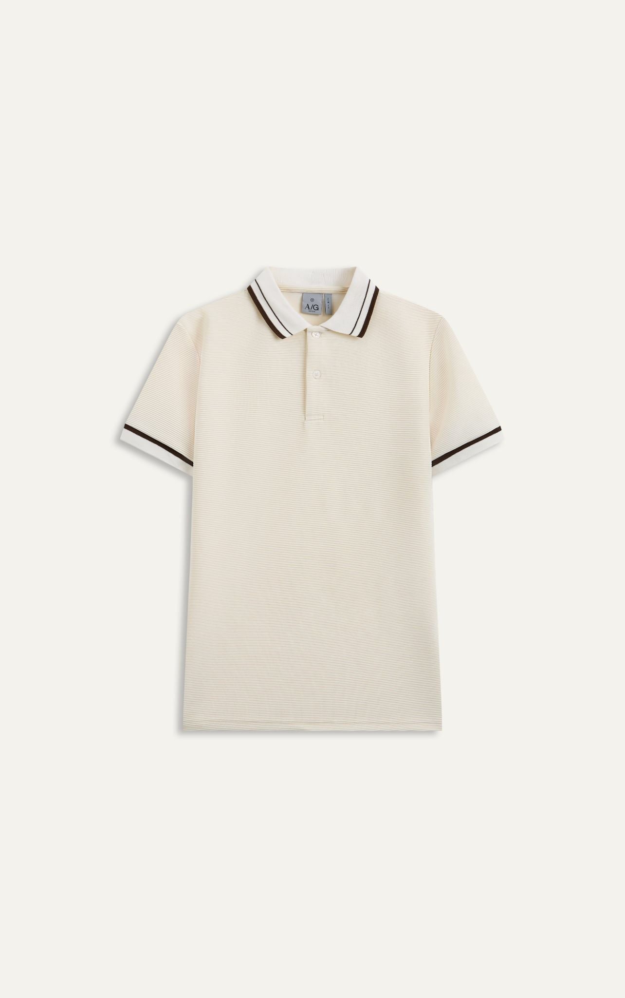  AG9007 FACTORY SLIM FIT POLO WITH CONTRAST TIPPING - OFF WHITE 
