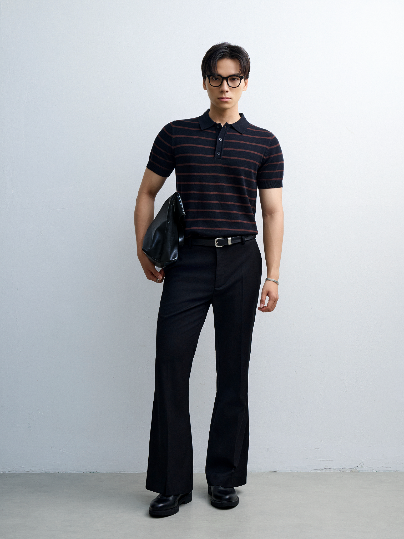 AG558 PREMIUM REGULAR FIT KNIT POLO - BLACK