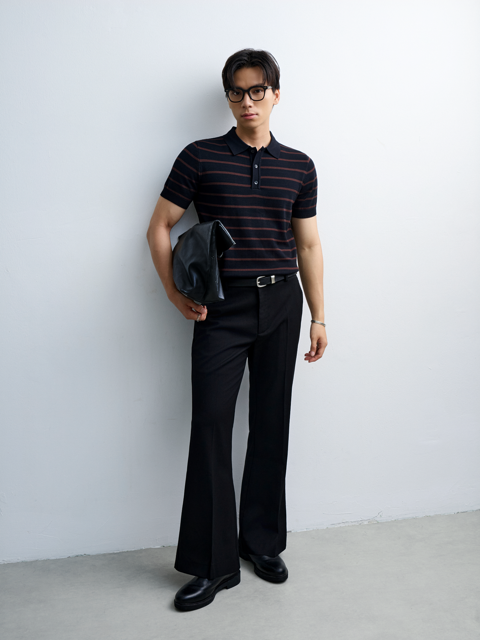 AG558 PREMIUM REGULAR FIT KNIT POLO - BLACK