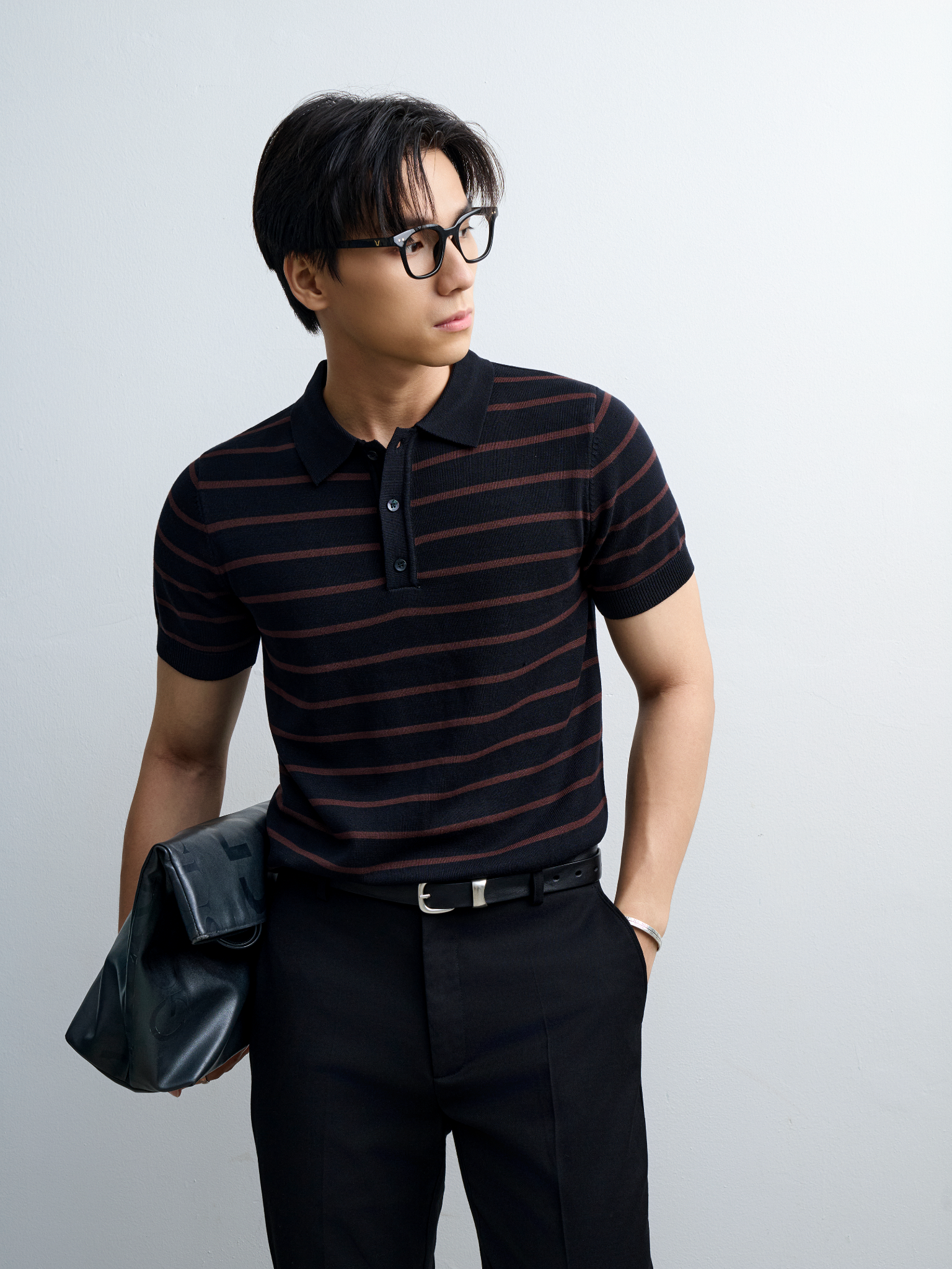 AG558 PREMIUM REGULAR FIT KNIT POLO - BLACK