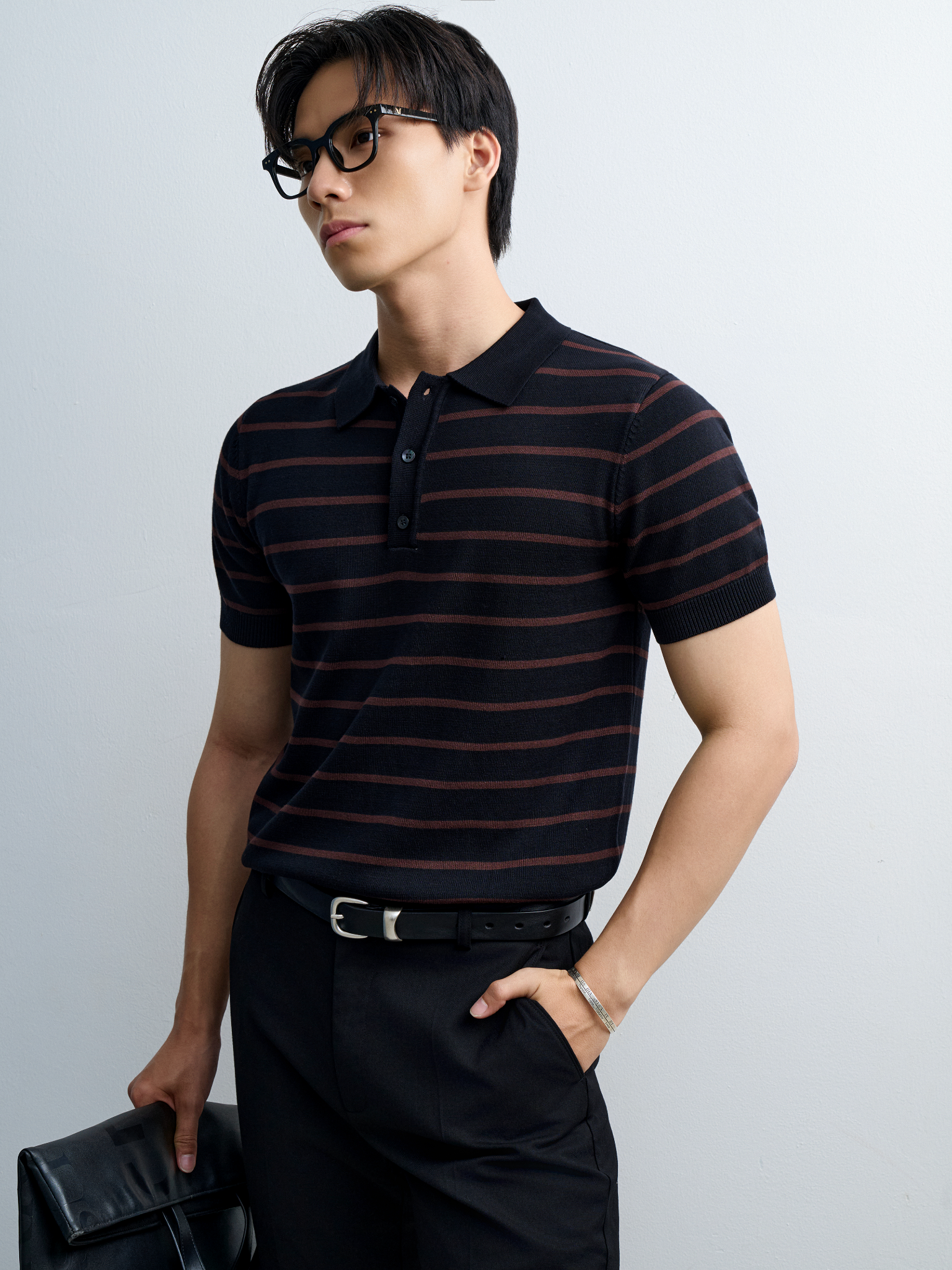 AG558 PREMIUM REGULAR FIT KNIT POLO - BLACK