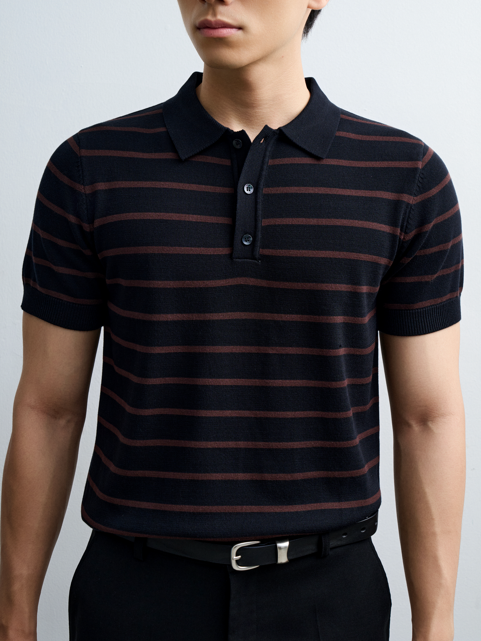 AG558 PREMIUM REGULAR FIT KNIT POLO - BLACK