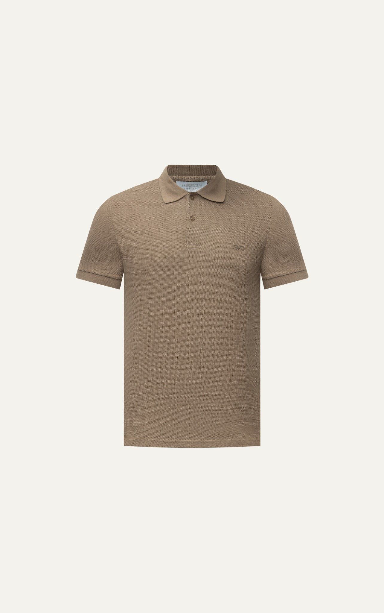  AG02 SIGNATURE SLIMFIT POLO - LIGHT BROWN 